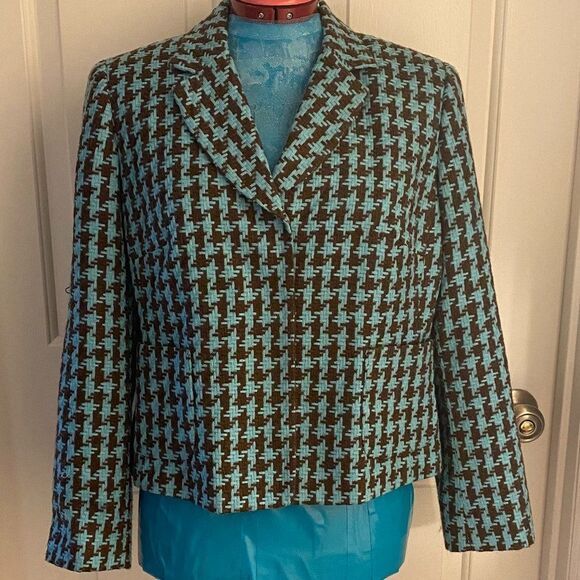 Focus 2000 Jackets & Blazers - Focus 2000 Petite Houndstooth Lined Boho Jacket Womens Size 14P